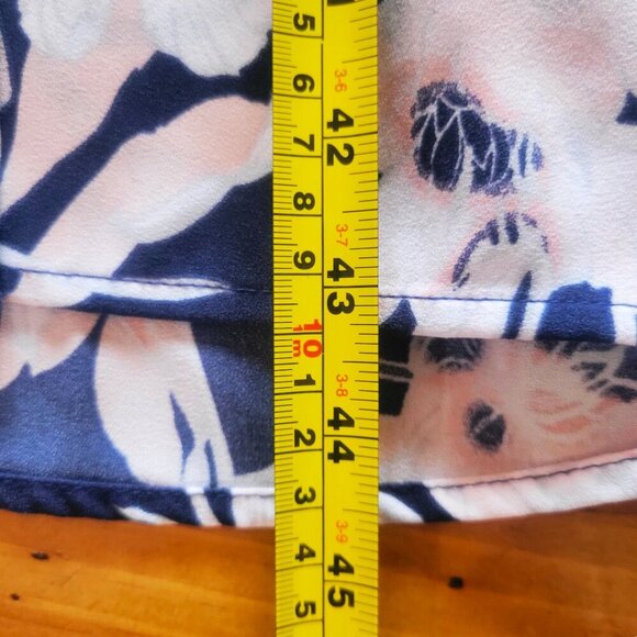 Leith Women's Blue Floral Wrap Dress Short Flutter Sleeve Knee Length - Size L - Picture 13 of 14